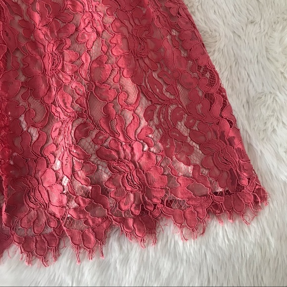 ELIZA J Lace Midi Dress Sleeveless A-Line V Neckline Dusty Coral Red Size 6 NWOT - Picture 10 of 16
